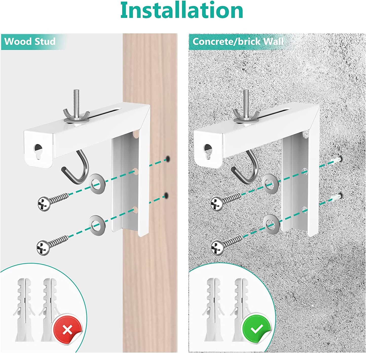 Universal Projector Screen L-Bracket, Wall Hanging Mount, 6 Inch Adjustable Extension with Hook Manual, Spectrum and Perfect Screen Placement, up to 66 Lbs (PSM001), White