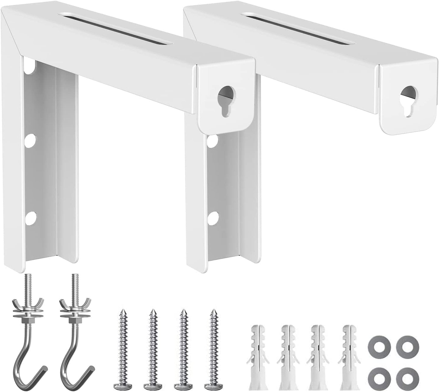 Universal Projector Screen L-Bracket, Wall Hanging Mount, 6 Inch Adjustable Extension with Hook Manual, Spectrum and Perfect Screen Placement, up to 66 Lbs (PSM001), White