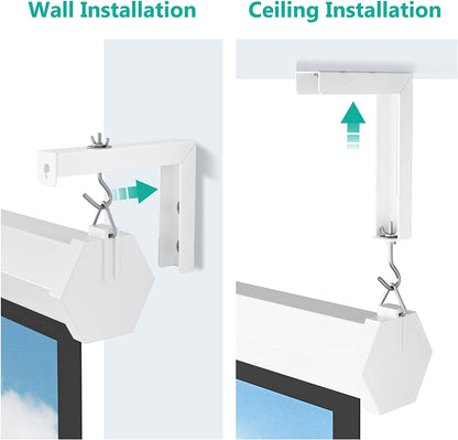 Universal Projector Screen L-Bracket, Wall Hanging Mount, 6 Inch Adjustable Extension with Hook Manual, Spectrum and Perfect Screen Placement, up to 66 Lbs (PSM001), White