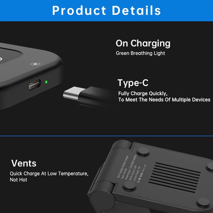 Wireless Charger, 23W 3 in 1 Charging Station, Fast Charging Dock for Iphone 16/15/14/13/12/11 Pro Max, Airpods 4/3/2/Pro, Iwatch Series 10/9/8/7/6/5/SE/4/3/2, Samsung Charger Stand (Pink)