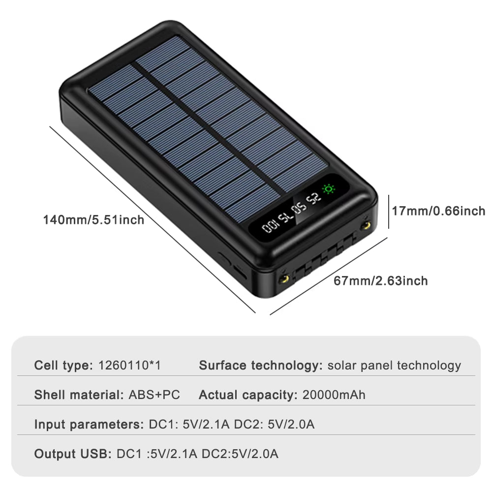 New 3 Style 20000Mah/5000 Mah Power Bank Wireless Charger Portable Fast Charging Outdoor Solar Powerbank